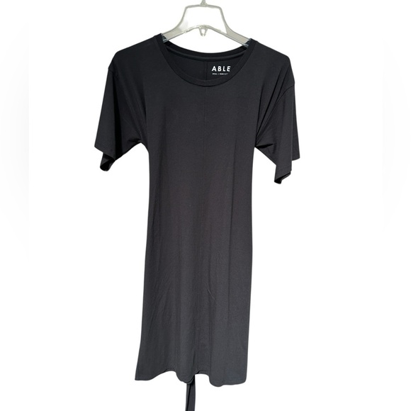 ABLE Universal T-Shirt Dress Black Adjustable Tie Waist, Size Small - Picture 2 of 8